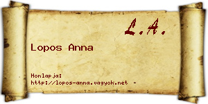 Lopos Anna névjegykártya